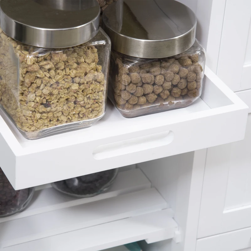 HOMCOM Carrinho de Cozinha com Rodas Carrinho de Serviço com 3 Gavetas 3 Prateleiras Abertas e Bandeja Removível para Sala de Jantar Carga Máxima 40kg 67x37x84cm Branco