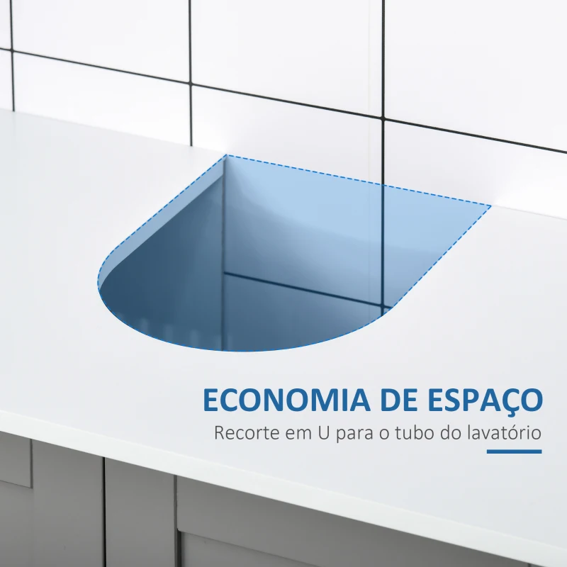 kleankin Móvel para Lavatório Pousar Armário para Casa de Banho com 2 Portas e Prateleira Interior Ajustável 60x30x60cm Branco