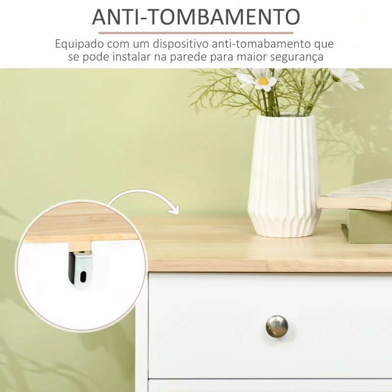 HOMCOM Aparador de Cozinha com 3 Gavetas 3 Portas e Prateleiras Ajustáveis Móvel Auxiliar de Armazenamento 101x40x85cm Branco