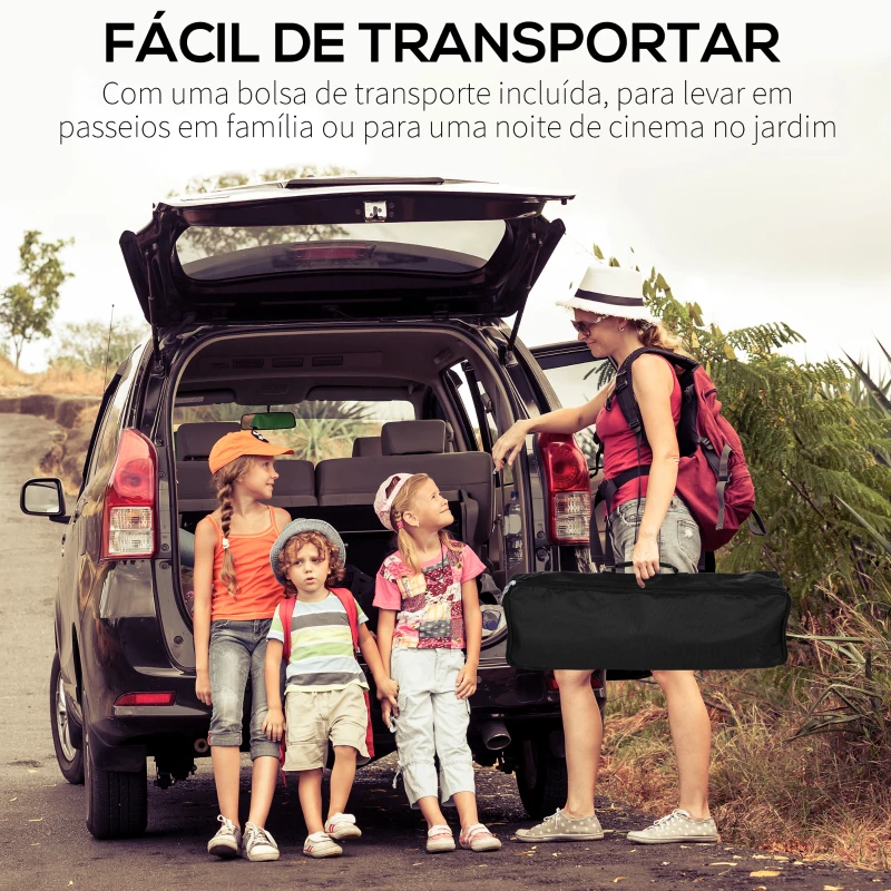 HOMCOM Tela de Projeção com Suporte 80 Polegadas Tela de Projeção Dobrável Formato 16:9 com Bolsa de Transporte para Cinema em Casa Exterior Festas 187x50x167,5cm Branco