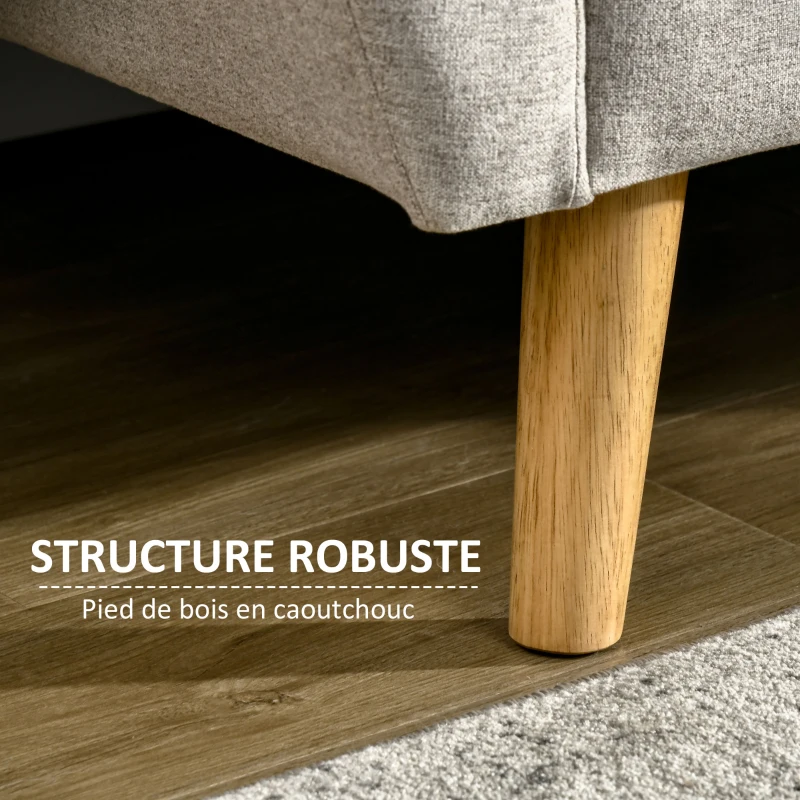 HOMCOM Canapé 2 places banquette style scandinave dossier capitonné en tissu 149 x 76,5 x 86 cm - gris clair