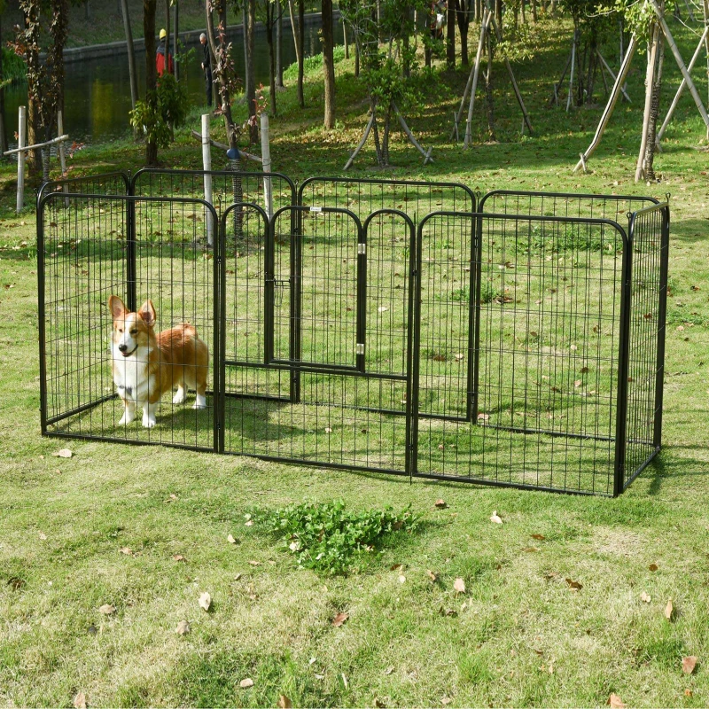 PawHut 8 Panels Heavy Duty Puppy Playpen, for Large, Medium Dogs, Indoor and Outdoor Use - Black