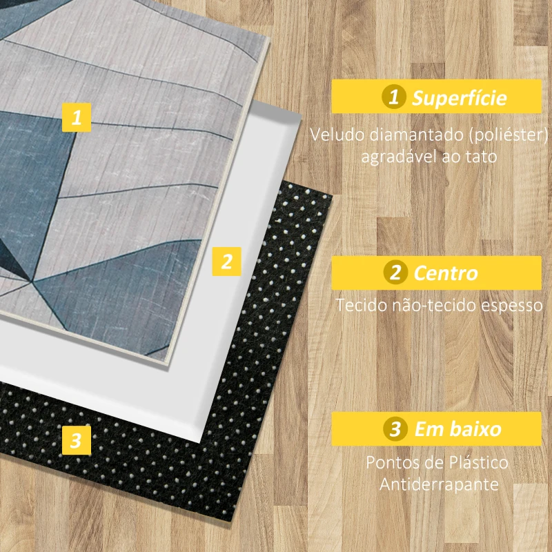 HOMCOM Tapete de Sala de Estar Moderno 230x160cmTapete Geométrico com Base Antiderrapante para Dormitório Escritório Estúdio Multicor