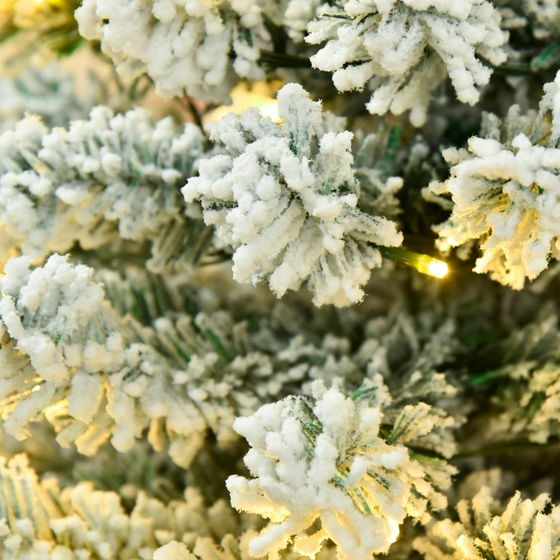 HOMCOM Árvore de Natal Artificial Nevada 180cm Ignífugo com 462 Ramos Luzes LED IP20 Folhas de PVC e Base Dobrável Verde