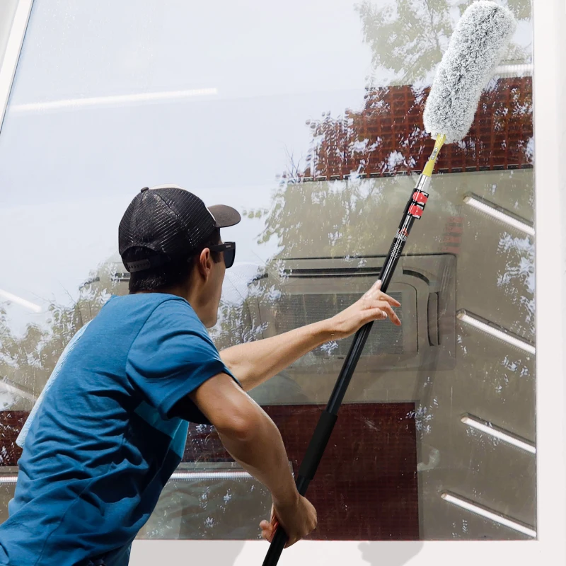 HOMCOM stergator Telescopic 3.5 m – Cap Pliabil Microfibra pentru Praful inalt