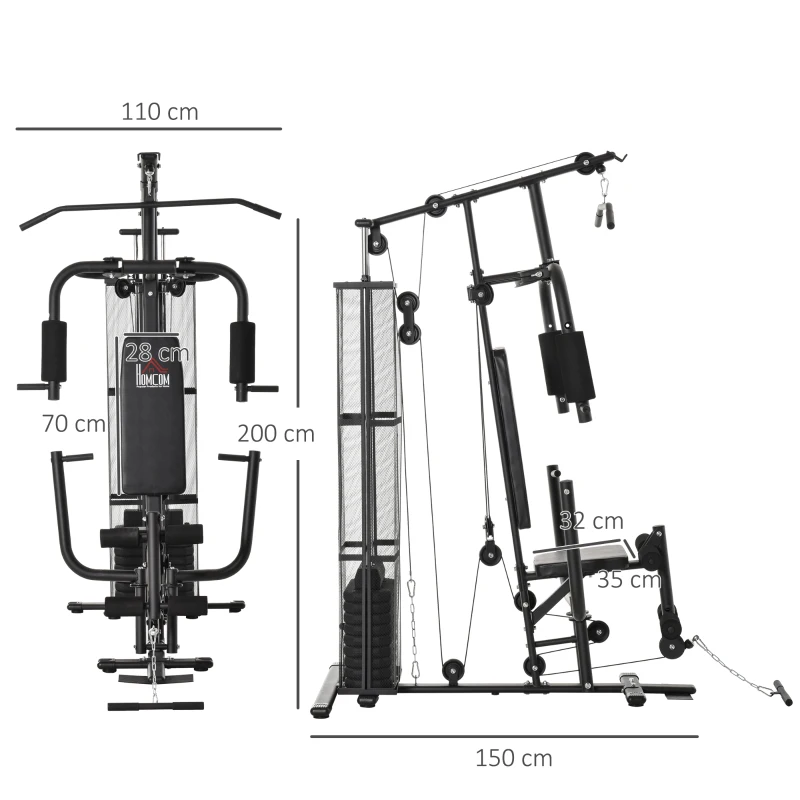 HOMCOM Multifunction Home Gym Weight Training Workout Station Fitness Strength Machine