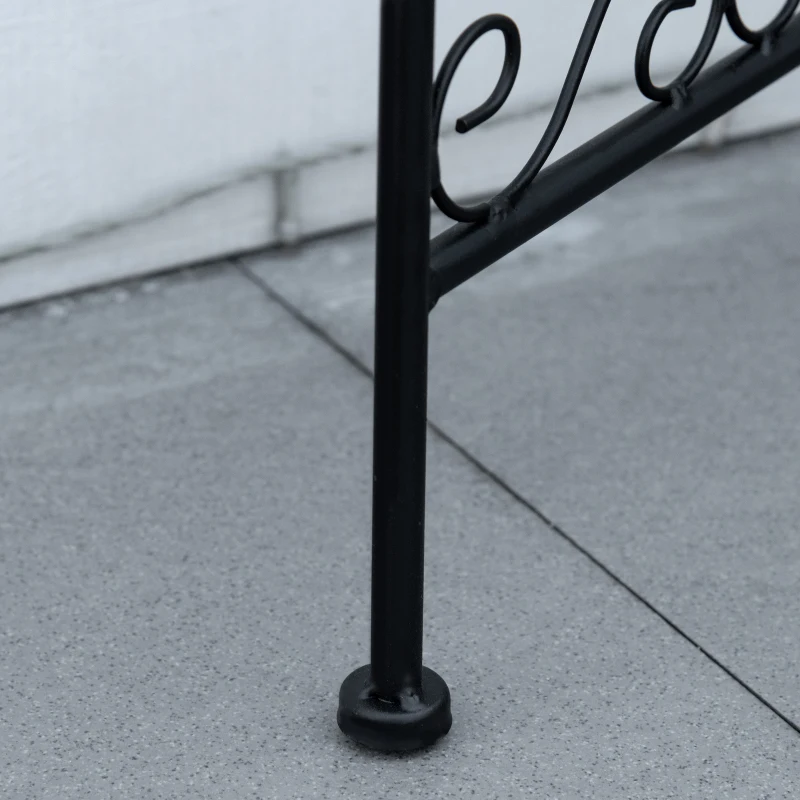 Outsunny Suporte de Metal para Plantas Dobrável Suporte para Flores com 3 Prateleiras com Bordas de Azulejo para Decoração de Interiores e Exteriores 60x22x65cm Preto