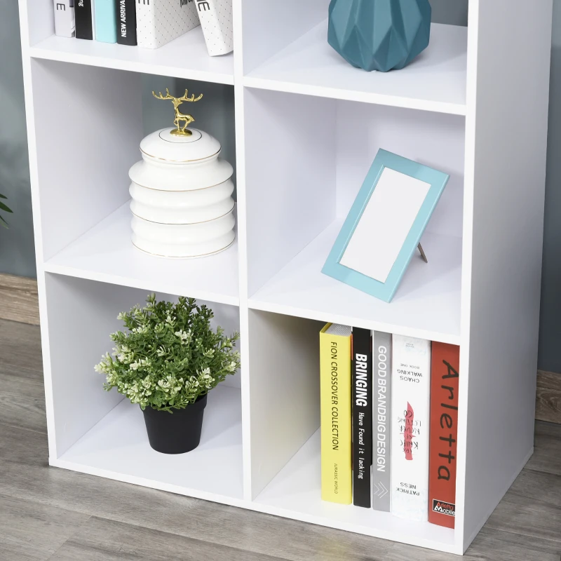 HOMCOM Biblioteca cu 6 Compartimente Cub Alba 91.5x29.5x61.5cm(m-9)