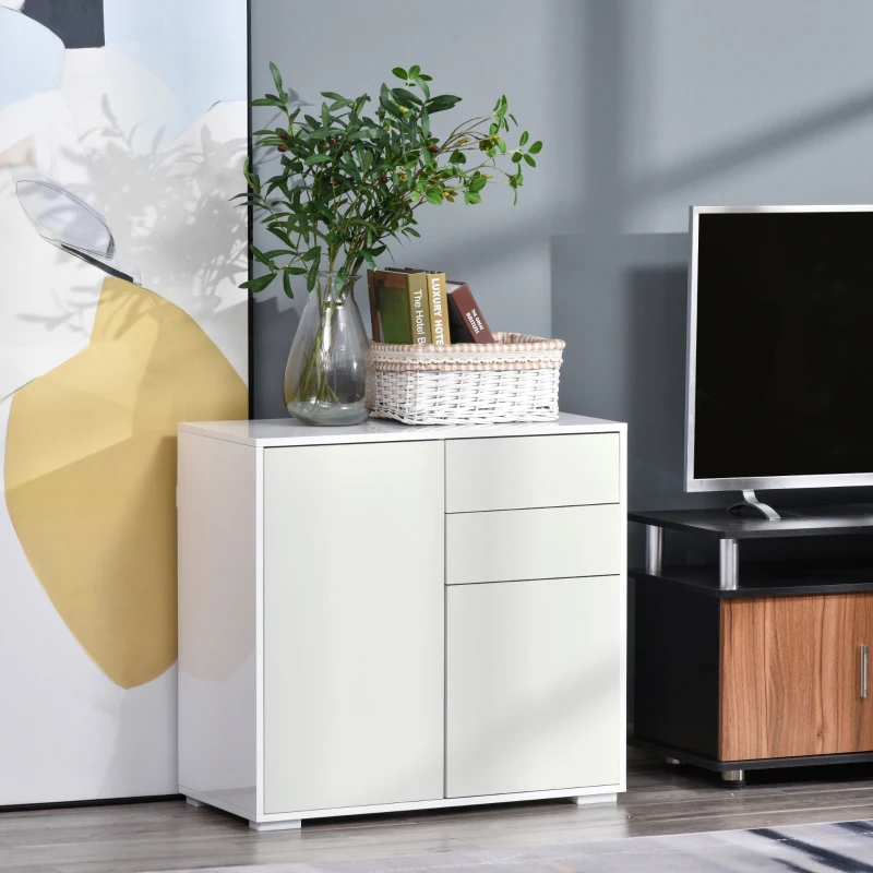 HOMCOM Dulapior Multifunctional 2 Sertare si 2 Dulapioare Deschidere prin Presiune(m-2)