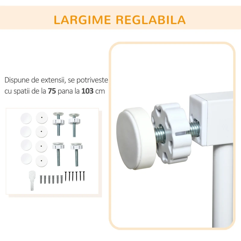 PawHut Poarta Siguranta Reglabila 75‑103 cm