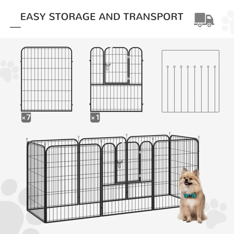 PawHut 8 Panels Heavy Duty Puppy Playpen, for Large, Medium Dogs, Indoor and Outdoor Use - Black