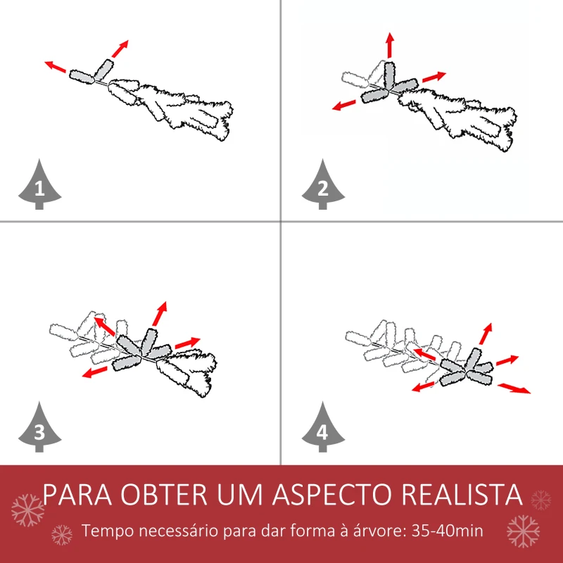 HOMCOM Árvore de Natal Artificial 240cm Ignífuga com 1499 Ramas com 2 Tipos de Pontas de PVC e Base de Aço Decoração de Natal para Interiores Verde