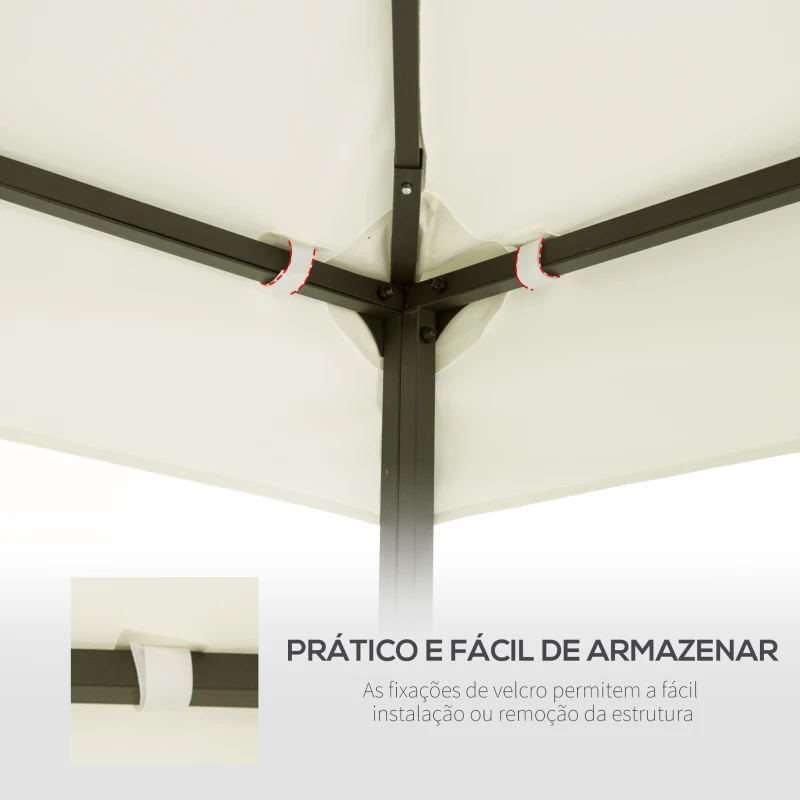 Outsunny Toldo de Substituição 4x3m para Pérgola de Jardim 2 Níveis Respirável com 8 Orifícios de Drenagem Cobertura Superior de Substituição para Pérgola Exterior Bege