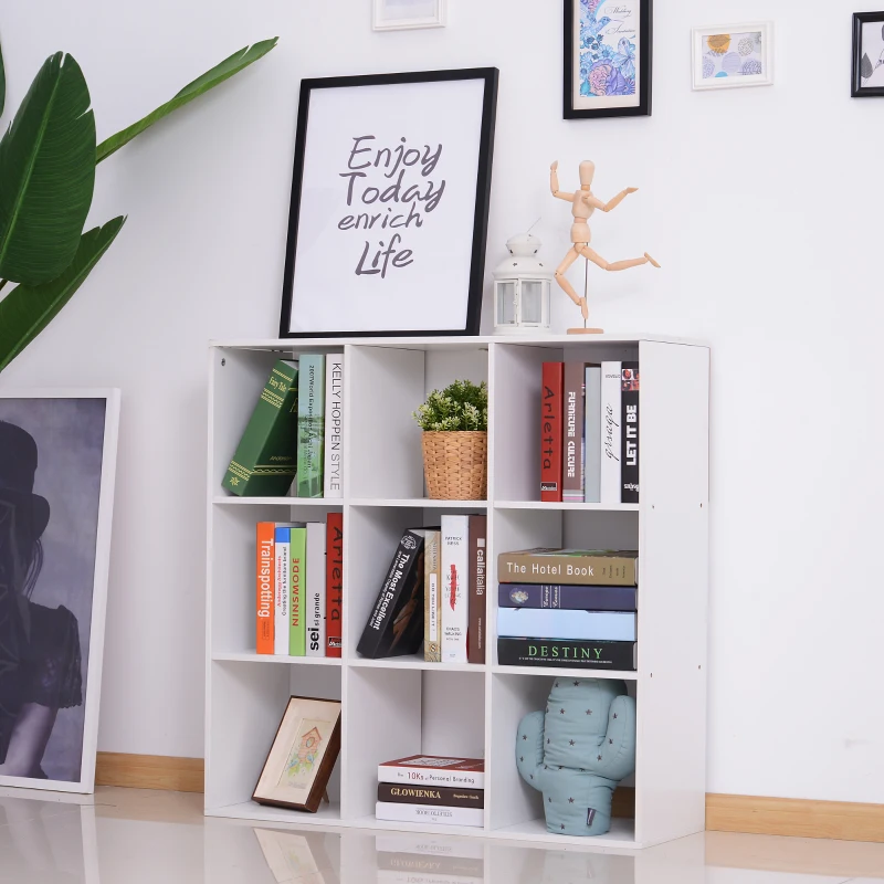 HOMCOM Librarie Alba Moderna 9 Compartimente 91 x 91 30 cm(m-2)