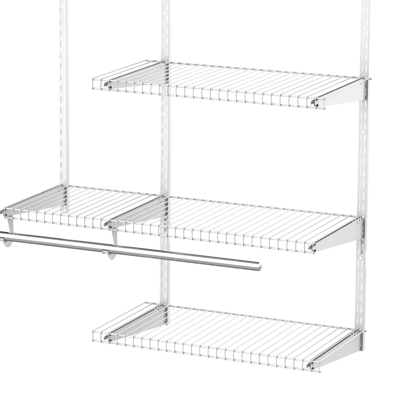 HOMCOM Set Appendiabiti a Muro con 5 Mensole e 3 Barre per Cabina Armadio Salvaspazio, Bianco