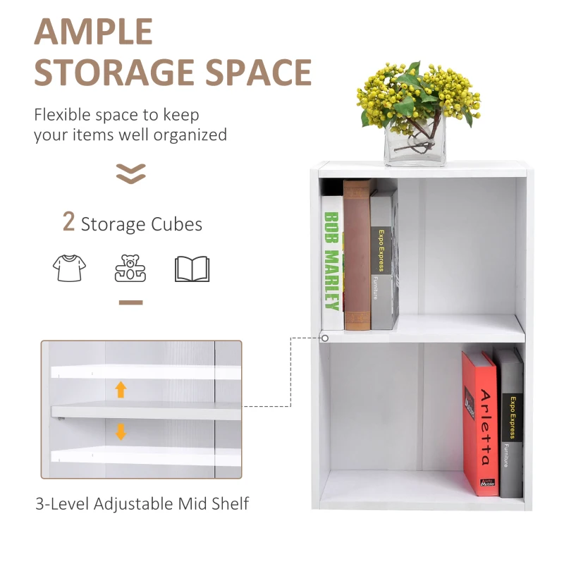 HOMCOM biblioteca din lemn, cu raft, 40x24x61 cm, alba