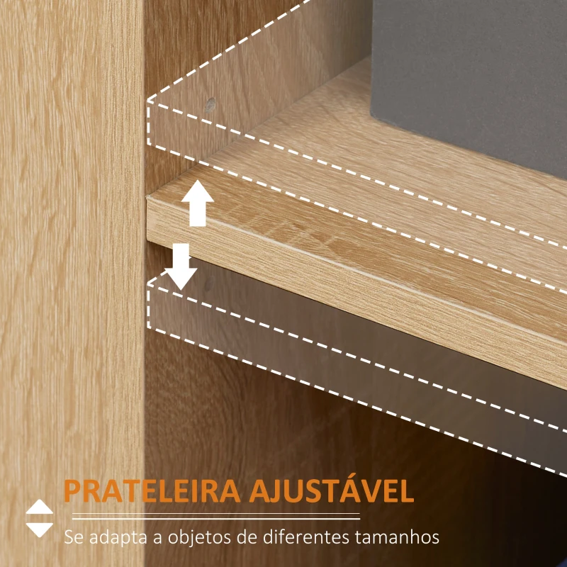 HOMCOM Aparador Moderno com 2 Portas 1 Gaveta e 3 Prateleiras Abertas Aparador Auxiliar de Armazenamento 80x30x96,5cm Madeira