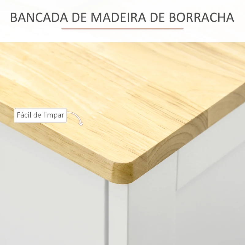 HOMCOM Aparador de Cozinha com 3 Gavetas 3 Portas e Prateleiras Ajustáveis Móvel Auxiliar de Armazenamento 101x40x85cm Branco