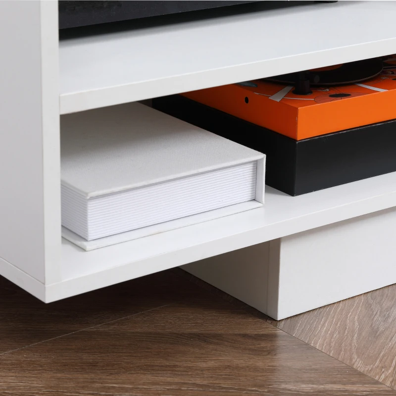 HOMCOM Mobile TV Moderno con Armadietto e Mensola a Muro in Legno, Bianco