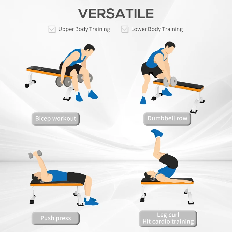 HOMCOM Fitness Flat Bench-Black/Orange