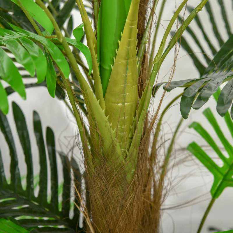 Outsunny Palmier Artificiel H.1,85 m Arbre Artificiel Tronc Branches Lichen Feuilles Grand réalisme Pot Inclus