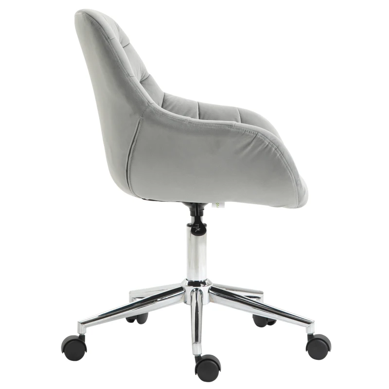 Vinsetto Chaise de bureau design contemporain pivotante 360° ergonomique hauteur réglable revêtement capitonné velours grand confort 59 x 58 x 90 cm gris
