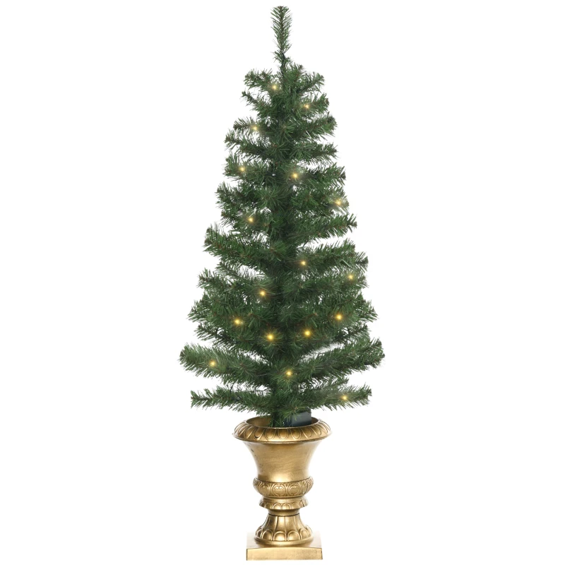 HOMCOM Pom de Craciun artificial inalt de 120cm cu ramuri realiste, 60 de lumini LED si 140 de varfuri, decor de Craciun, verde