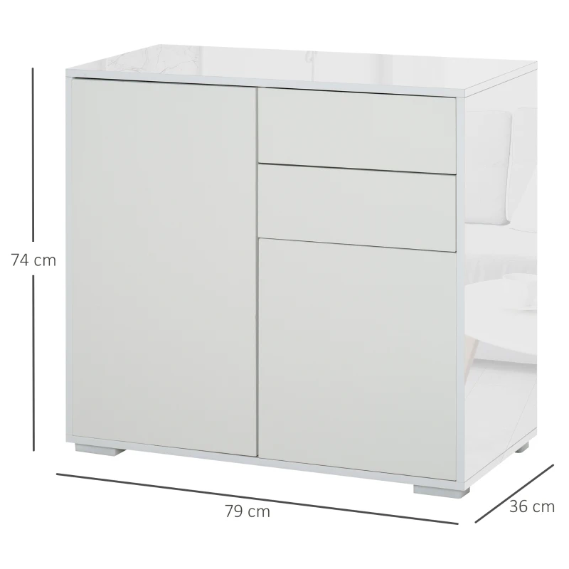 HOMCOM Dulapior Multifunctional 2 Sertare si 2 Dulapioare Deschidere prin Presiune(m-3)