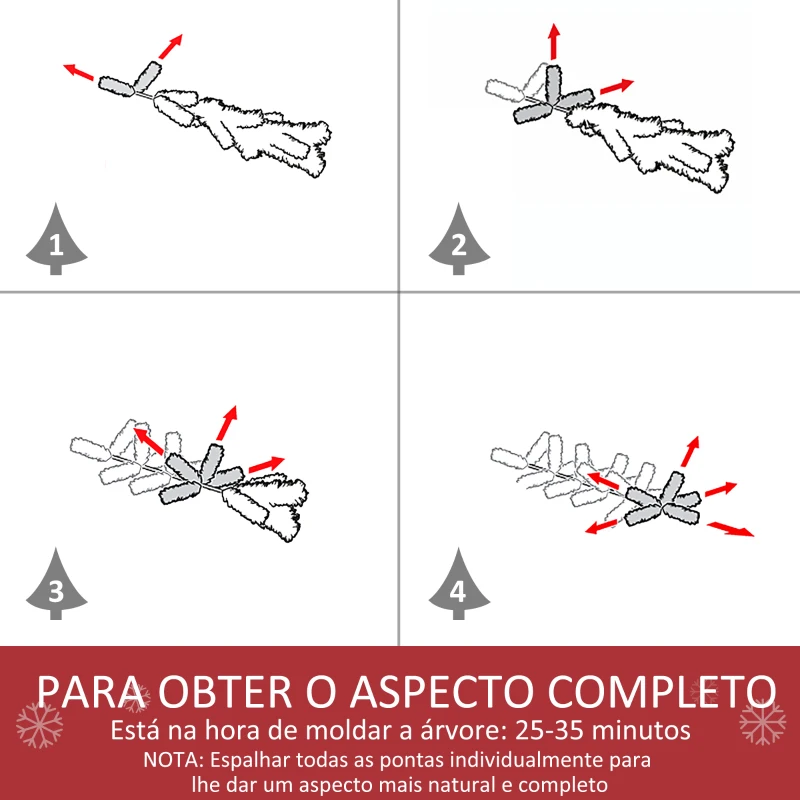 HOMCOM Árvore de Natal Artificial Dobrável 150cm Ignífugo com 358 Ramos Folhas de PVC Branco