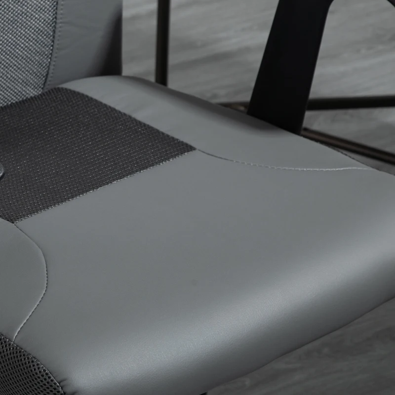 Vinsetto Office Chair, Computer Desk Chair, Mesh and PU Leather Swivel Chair with Adjustable Height and Rolling Wheels for Home Office Work Study, Grey