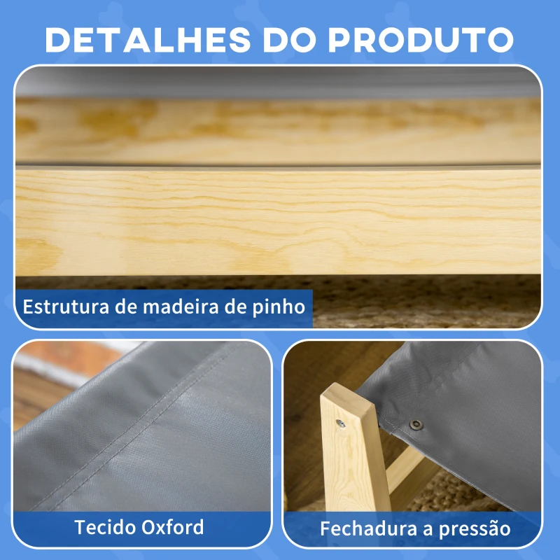 PawHut Cama Elevada para Cães Cama Elevada para Animais de Estimação Pequenos e Médios com Almofada Lavável Carga Máxima 15kg para Interior Exterior 90x50x28cm Cinza