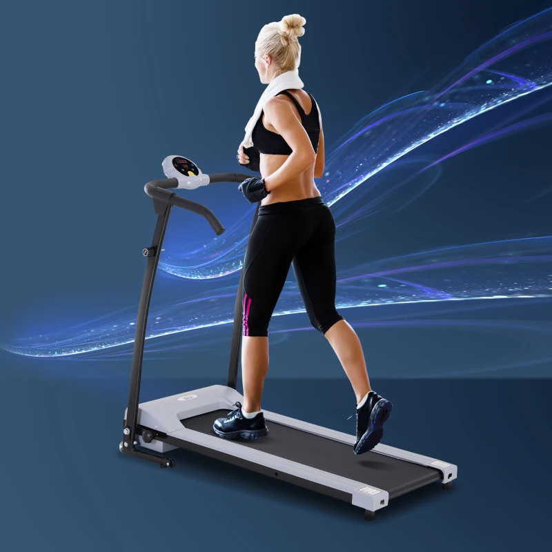 HOMCOM Banda de Alergat Electrica Pliabila pentru Antrenament Acasa cu Ecran LCD, Negru Gri 112x59x125cm