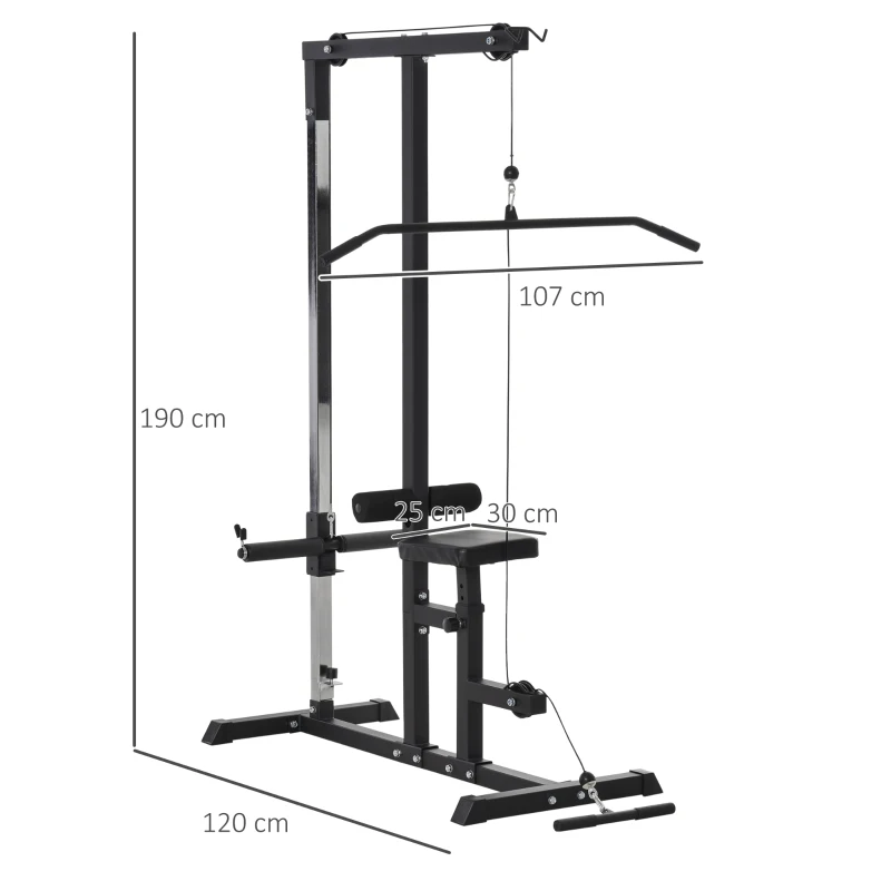 HOMCOM Exercise Pulley Machine Pulldown Machine Power Tower with Adjustable Seat Multiple Cable Positions for Strengthening Muscle Groups