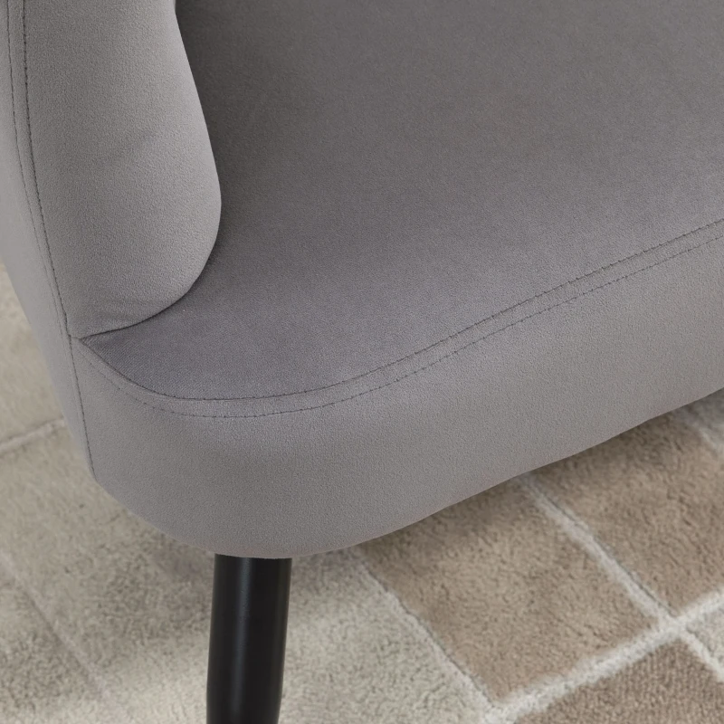 HOMCOM Canapea 132 cm – Catifea Gri pentru Dormitor sau Spatii Mici