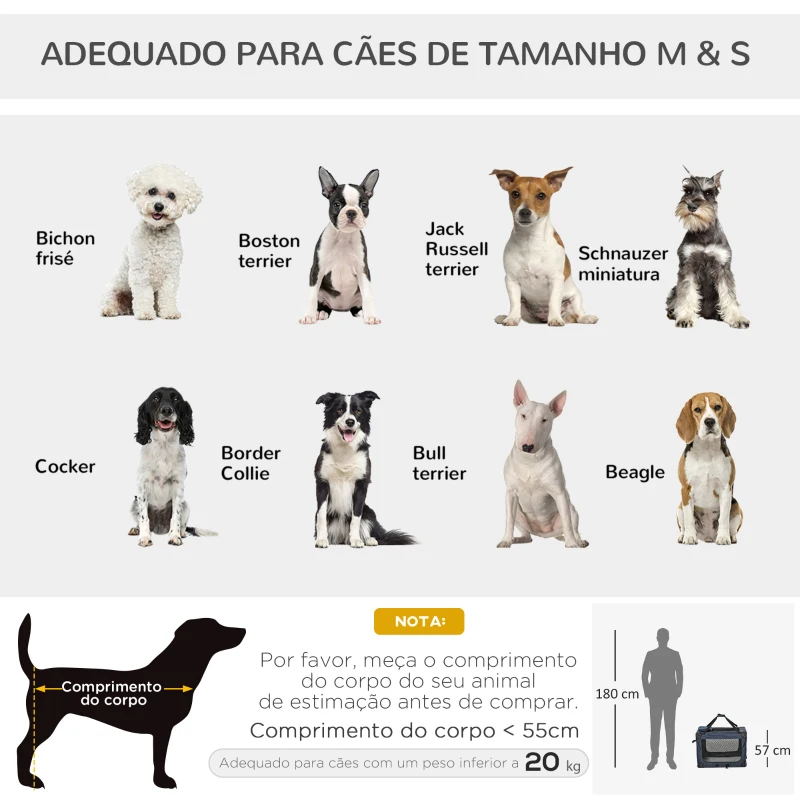 PawHut Transportadora para animais deestimação Portátil e Transpirável Dobrável com Almofada 3 Portas e Janela de Malha 2 Bolsos 80,5x57x57cm Azul Escuro