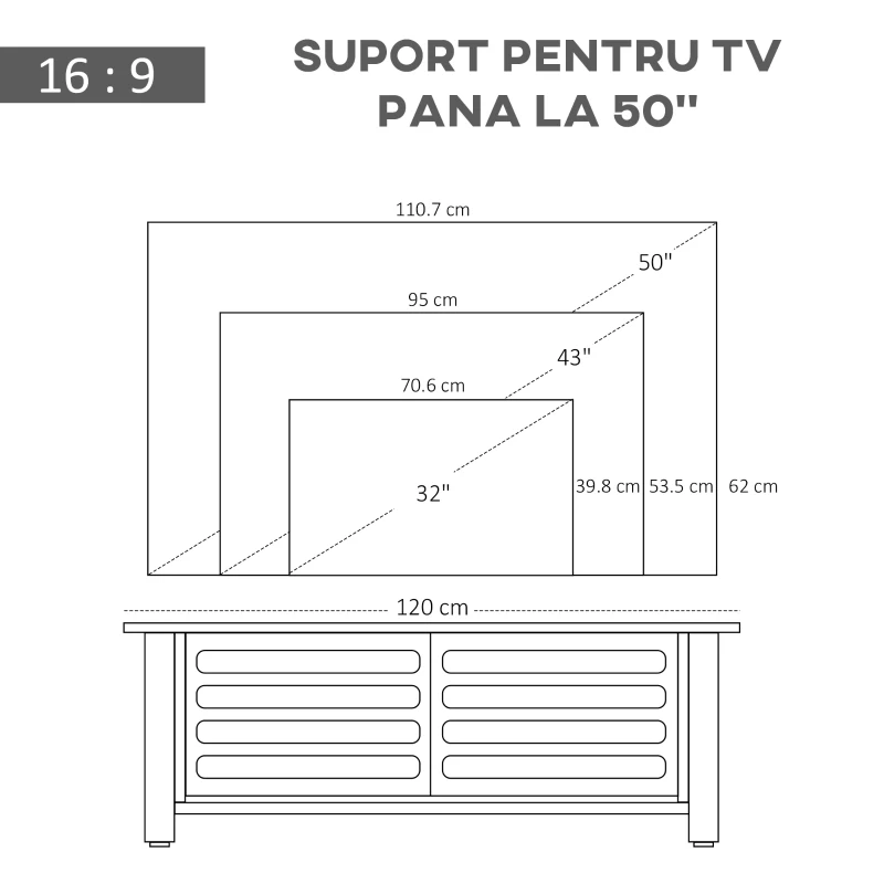 Homcom Mobilier TV 42” – Alb & Lemn Natural, Design Compact 105×52 cm