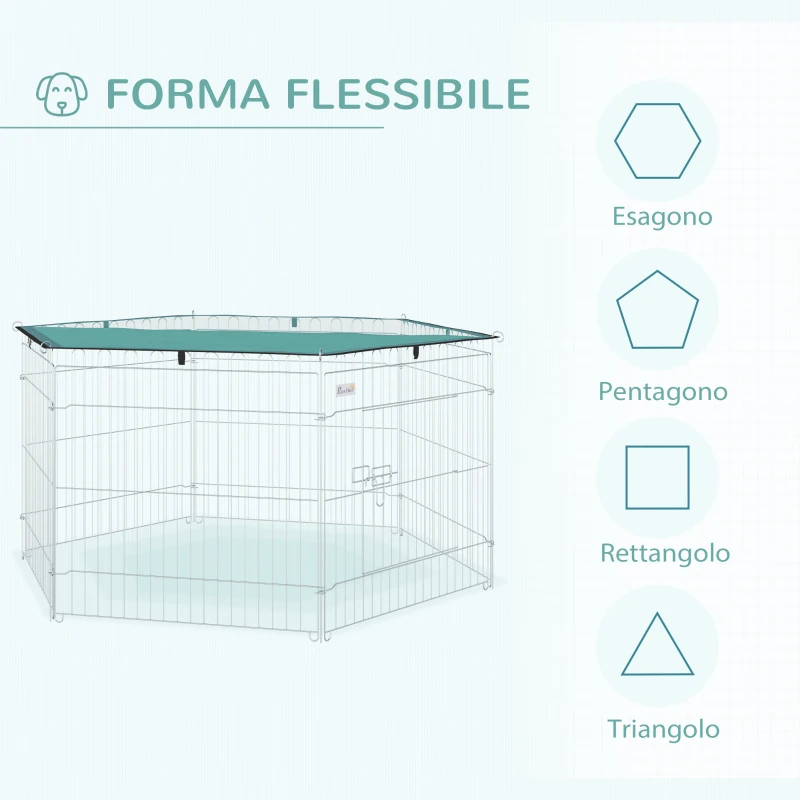 PawHut Recinto Pieghevole per Cani e Cuccioli in Filo Metallico Ø120x60 cm con Copertura in Poliestere Impermeabile