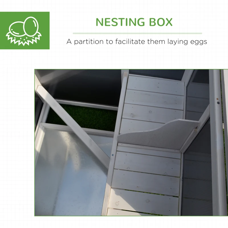 PawHut Wood Chicken Coop Hutch Hen House Cage PC Roof w/ Run Nest Box Deluxe 160 x 75 x 80 cm