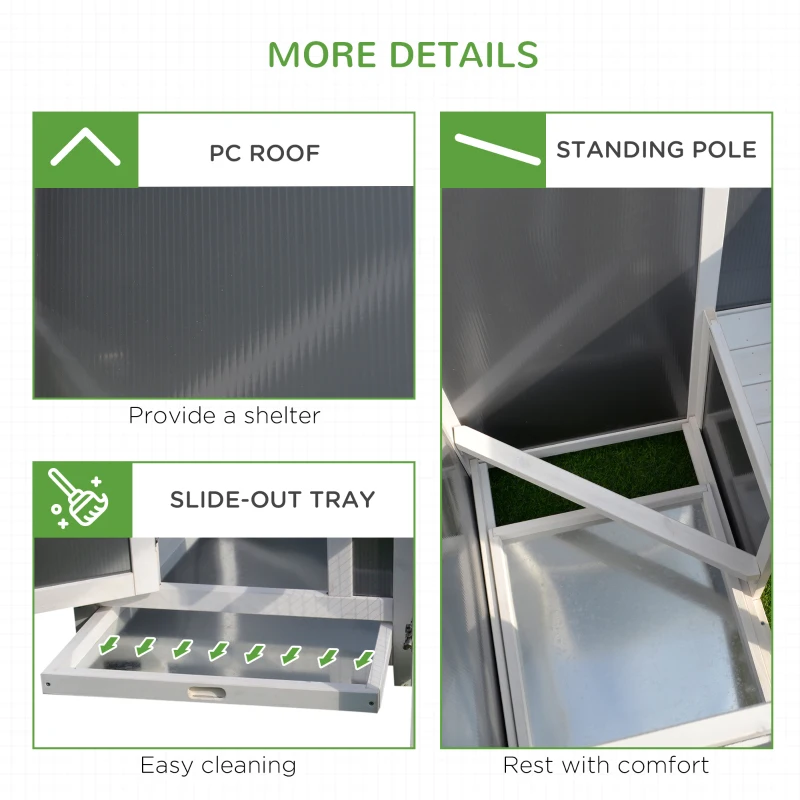 PawHut Wood Chicken Coop Hutch Hen House Cage PC Roof w/ Run Nest Box Deluxe 160 x 75 x 80 cm