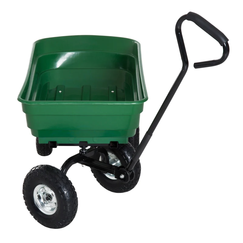 Durhand Carucior cu Remorca Manuala de Gradina, Verde, Negru, 108x50x84cm