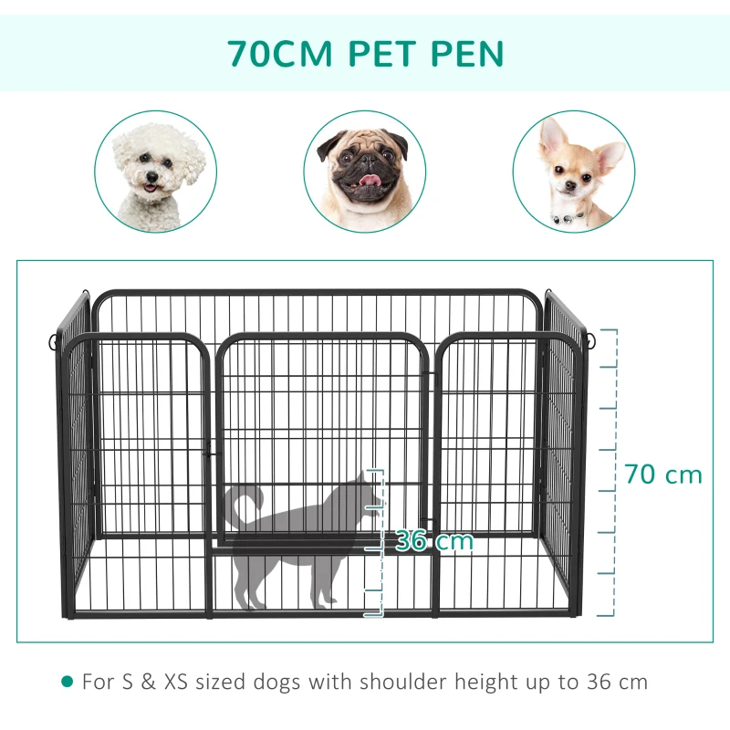 PawHut Heavy Duty Dog Pet Puppy Metal Playpen Play Pen Rabbit Pig Hutch Run Enclosure Foldable Black Large, 125 x 80 x 70 cm