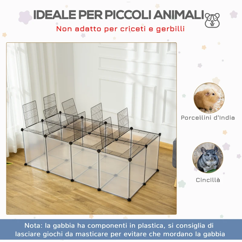 PawHut Recinto per Criceti e Roditori Modulabile con Accessori Montaggio, Resina e Acciaio, 140x70x45cm