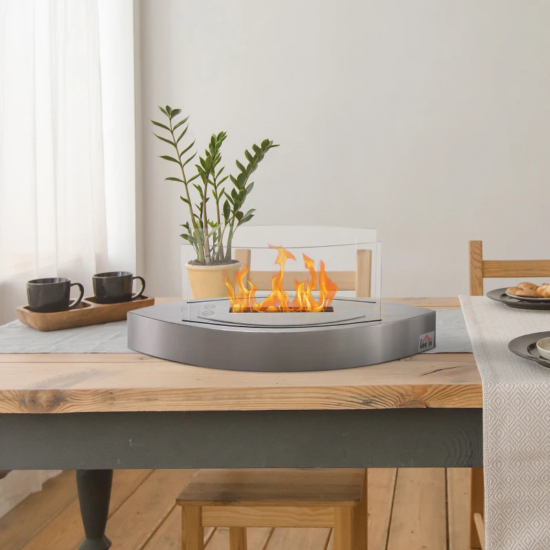 HOMCOM Fireplace Ethanol Fireplace Ventless Real Flame 0.6L Burner