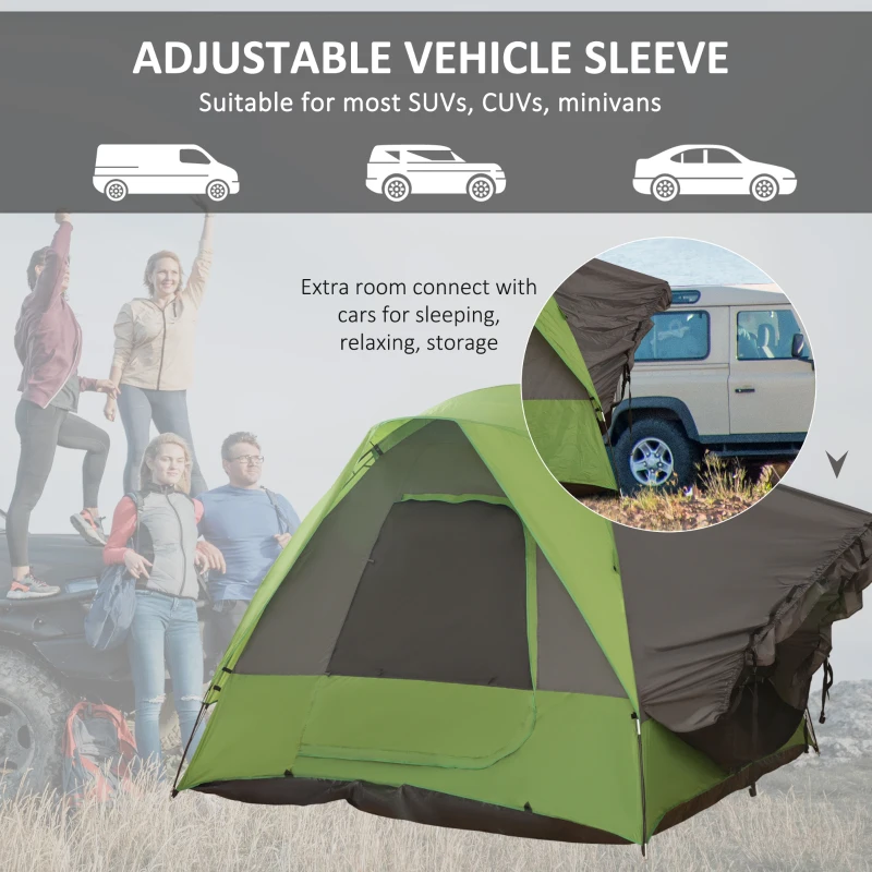 Outsunny Lightweight 4-5 Person Vehicle Side Camping Tent for SUVs, CUVs, Minivans W/ Mesh Window and Door, Storage Bag, Carrying Bag