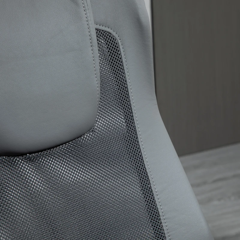Vinsetto Office Chair, Computer Desk Chair, Mesh and PU Leather Swivel Chair with Adjustable Height and Rolling Wheels for Home Office Work Study, Grey