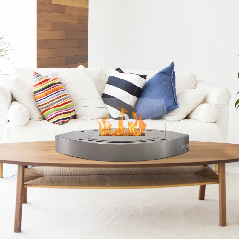 HOMCOM Fireplace Ethanol Fireplace Ventless Real Flame 0.6L Burner