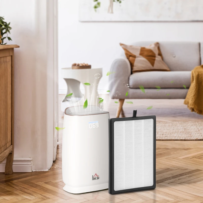 HOMCOM Filtro de Substituição HEPA H13 para Purificador de Ar com Função de Eliminar Virus Poeira e Alérgenos Filtro de Carvão Ativo para Utilização por 6 Meses 35,5x23,9x3,8cm Branco