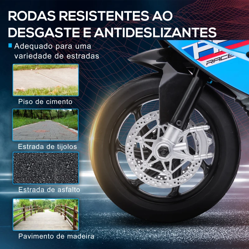 HOMCOM Mota Elétrica BMW HP4 com Música USB Velocidade 2,5km/h Avance e Retrocesso 82,5x42x54cm Vermelha
