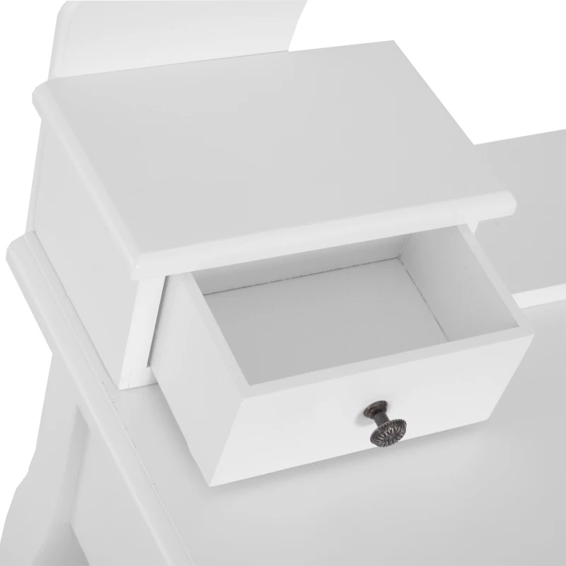 HOMCOM Dressing Table Vanity Set Vintage Desk Stool Mirror Makeup Furniture Shabby Chic Style Jewelry Cosmetic Storage 5 Drawers - White