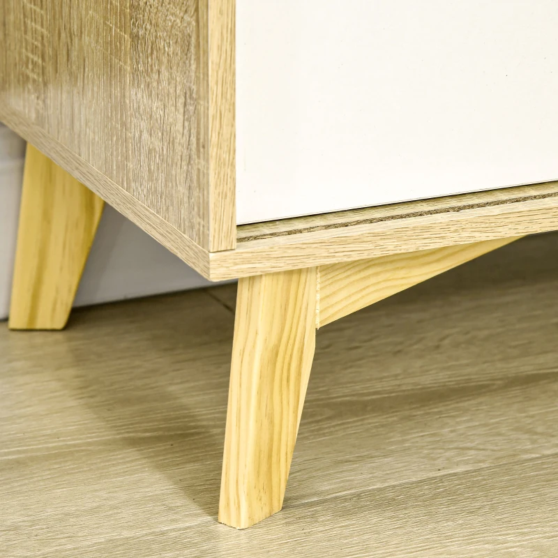 HOMCOM Dulap de depozitare modern , biblioteci cu usi glisante si rafturi deschise pentru sufragerie si camera de joaca, alb, natural